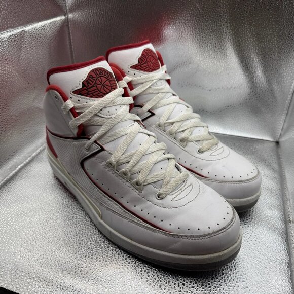 Size 10.5 Nike Air Jordan Retro Chicago Home White Red Mens Sneakers 385475-102 - Picture 4 of 11